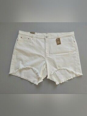 BNWT Levi's 501 Original 24 High Rise Denim Shorts White Cut Off Raw Hem Boho